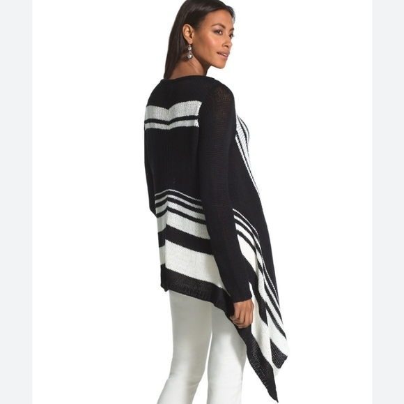 CHICOS Pieced Stripe lightweight Knit Sweater - Picture 2 of 8